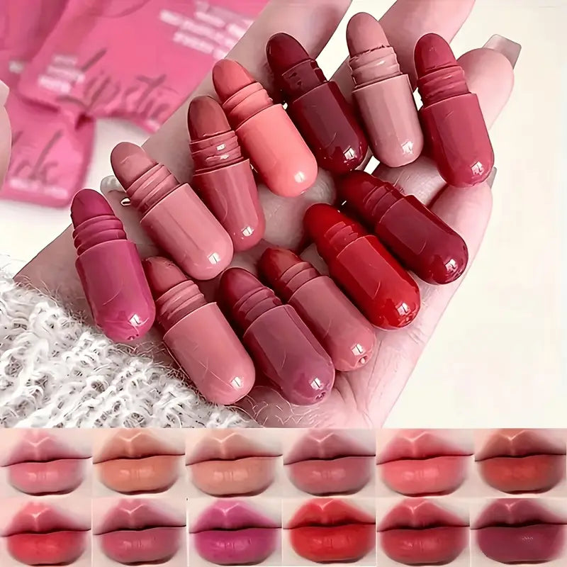 12 Pcs Multicolor Mini Capsule Lipsticks Set