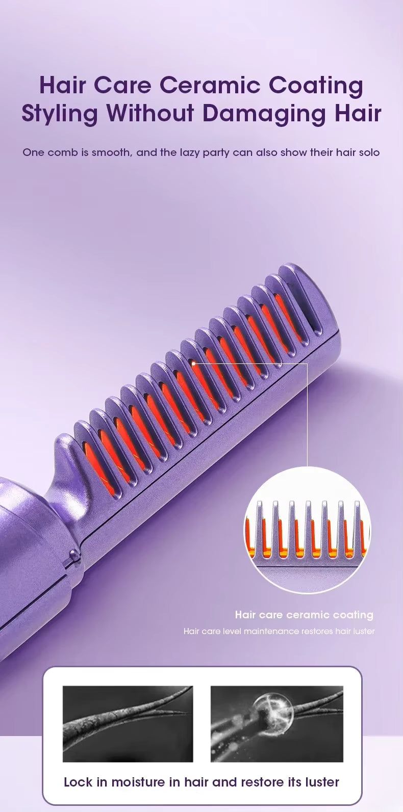 2-in-1 Hair Styling Brush, Straightener, Curler Comb