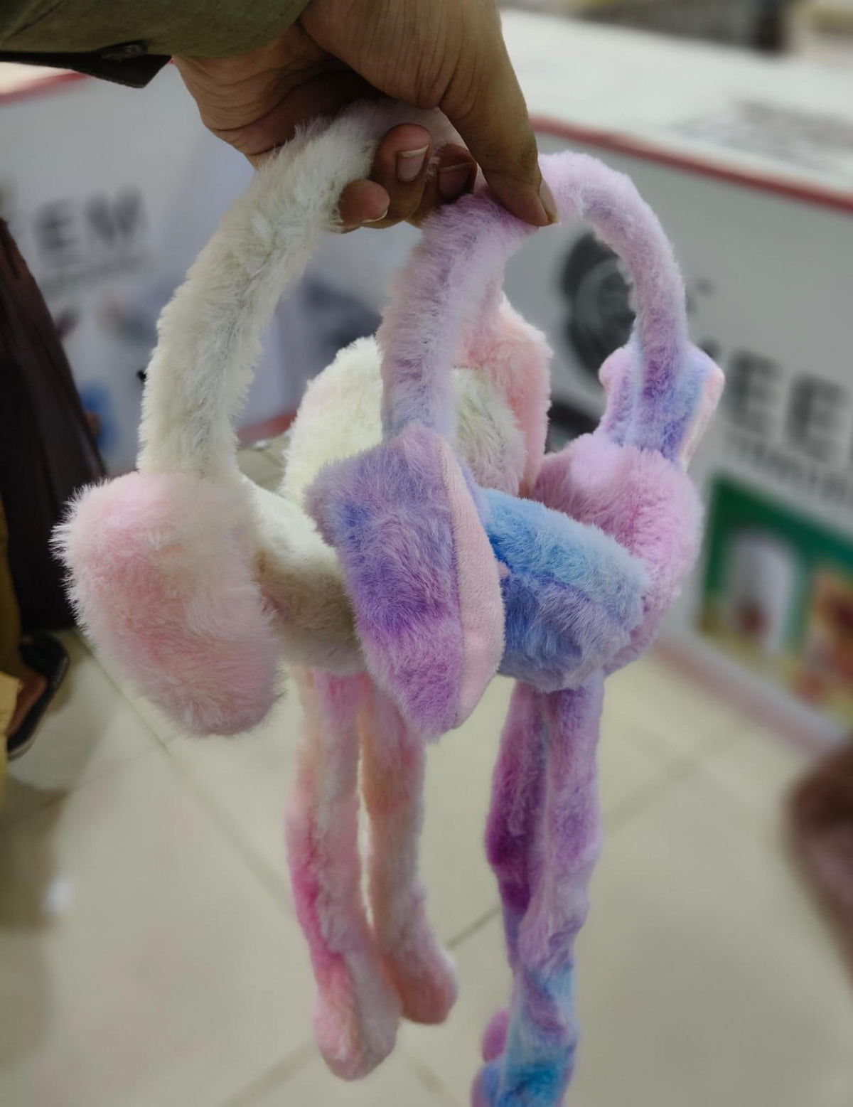 Cute Bunny Cap Headphone Plush Ear Muff Winter Headwear for Women & Girls