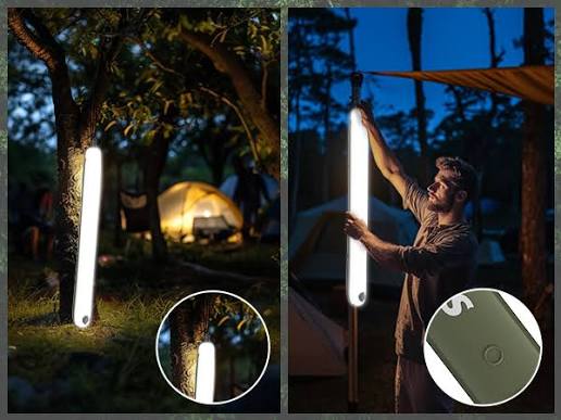 Foldable Inflatable LED Camping Light with Magnetic Base & Storage Pouch